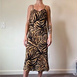 Haley silk tiger print midi dress- size xsmall